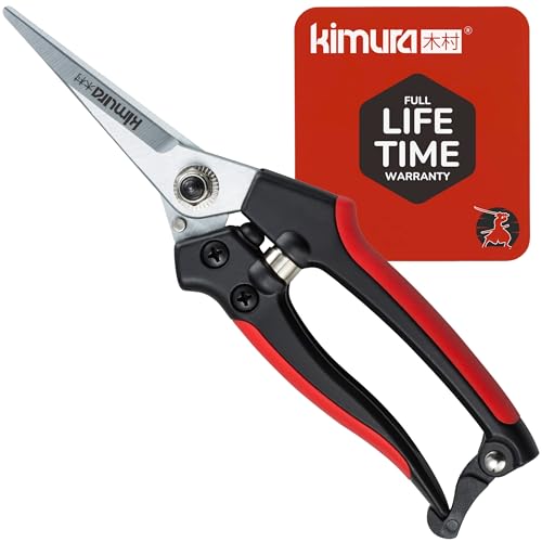 Kimura&amp;reg; 8" Pro Pruning Scissors, Premium Japanese Sk5 Hi-Carbon Steel Blades, Non-Slip Vinyl Coated Handles, Lightweight &amp;amp; Ergonomic, Multi-Tasking Pruning Shears, Garden Snips, Precision Clippers
