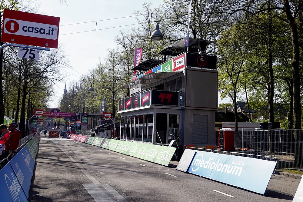 The finish line of the time trial at the Giro d'Italia