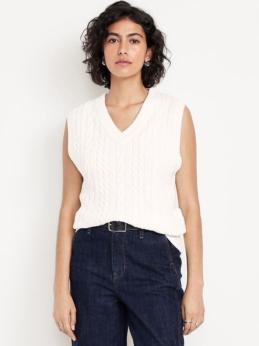 Wool-Blend Cable-Knit Vest