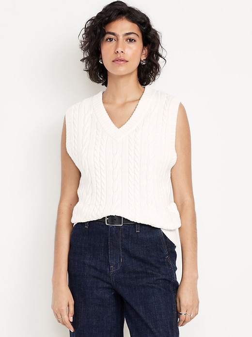 Wool-Blend Cable-Knit Vest
