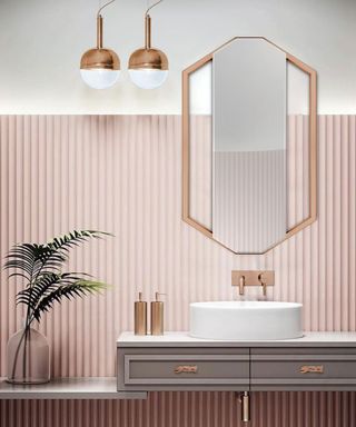 Pink and copper bathroom scheme