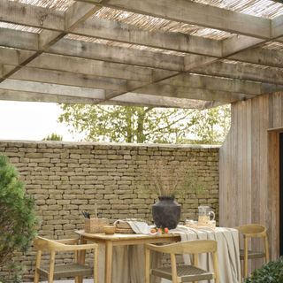 Timber pergola with roof