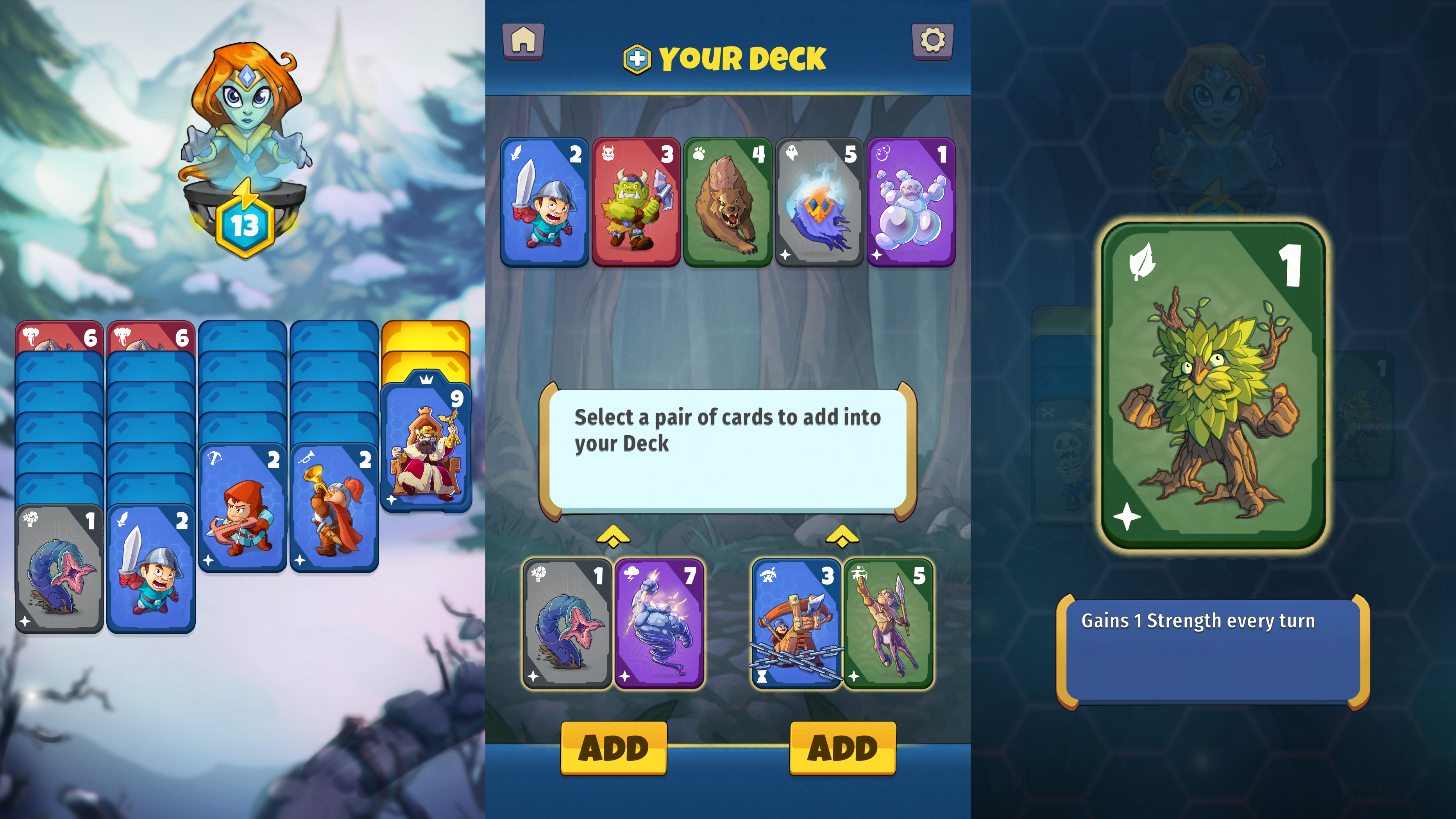 Screenshots showing Cards of Terra