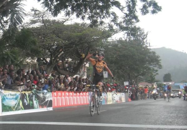 Dan Craven (UCI Continental Center) celebrates his stage victory after being off the front in a break since the first kilometre.