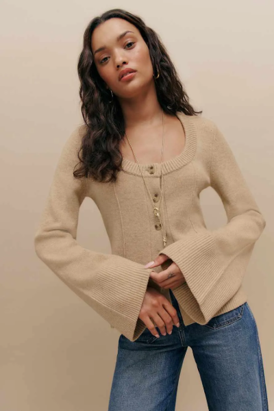 Reformation, Karina Regenerative Wool Scoop Neck Cardigan