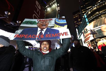 An impeachment rally in NYC
