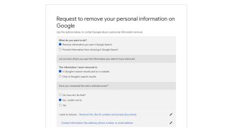 Google PII removal form