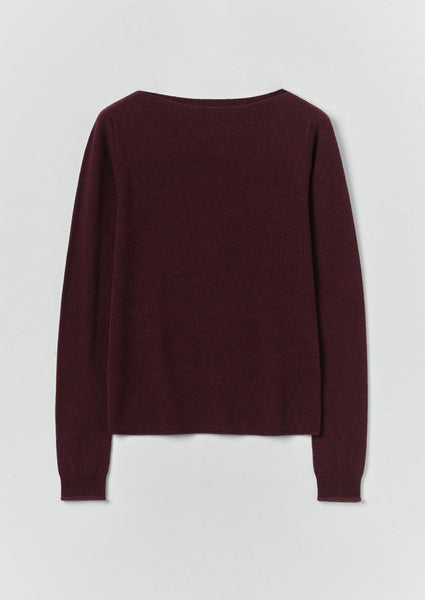 Fine Wool Cashmere Boat Neck Sweater | Beetroot