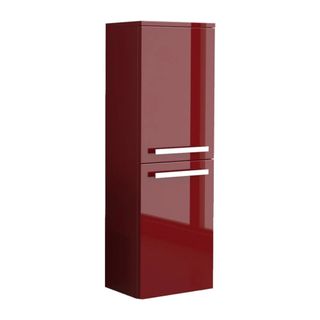 glossy red tall and narrow bathroom wall cabinet