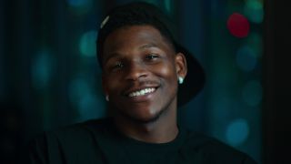 Anthony Edwards smiles while being interviewed on Starting 5