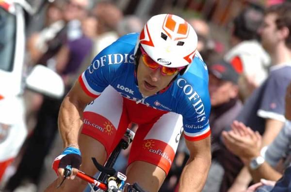 Nicolas Vogondy (Cofidis) in the colours of French time trial champion.