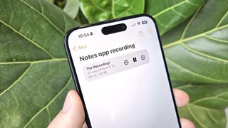 An audio recording in the Notes app in iOS 18