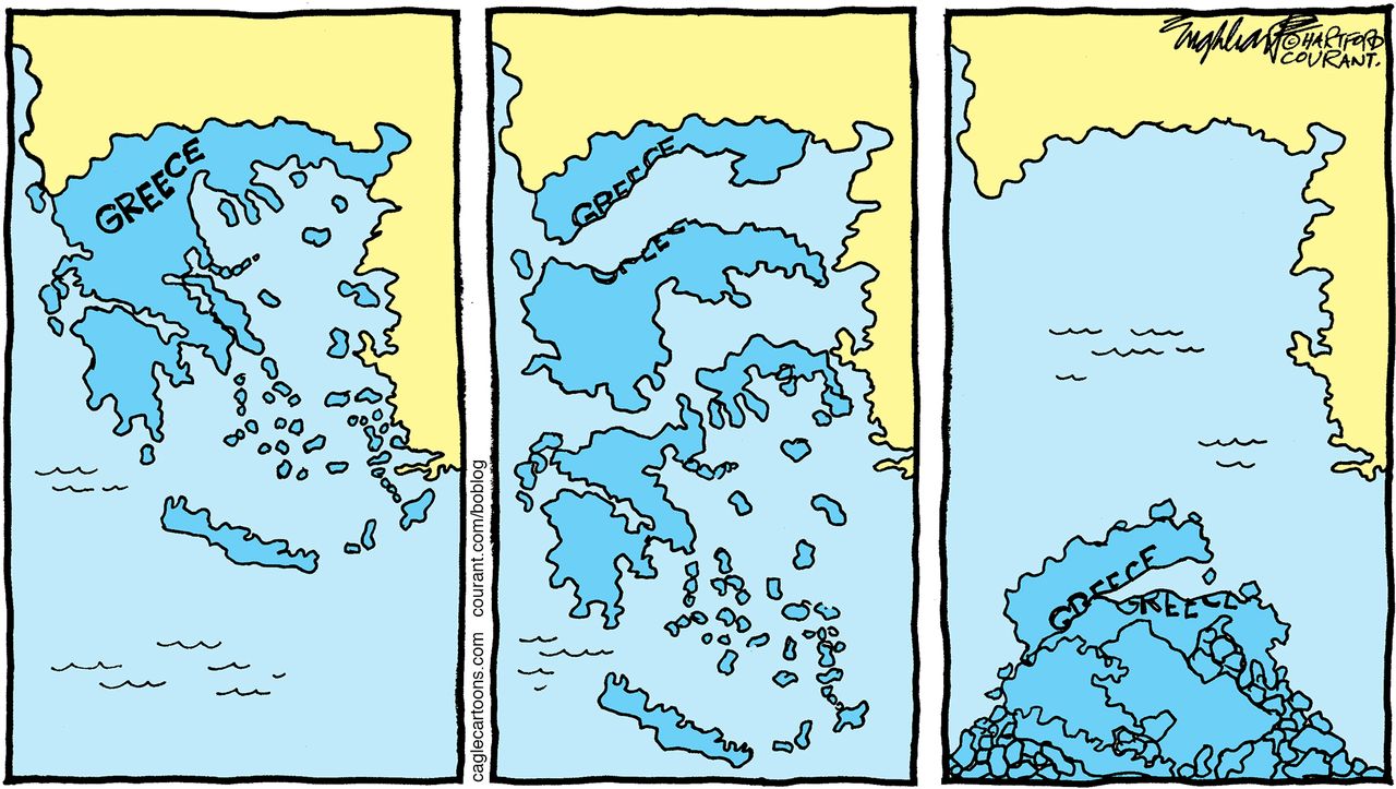 Editorial cartoon World Greece Economy