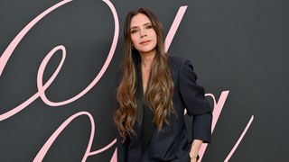 Victoria Beckham is pictured with long hair and hourglass layers whilst attending the Premiere of "Lola" at Regency Bruin Theatre on February 03, 2024 in Los Angeles, California.