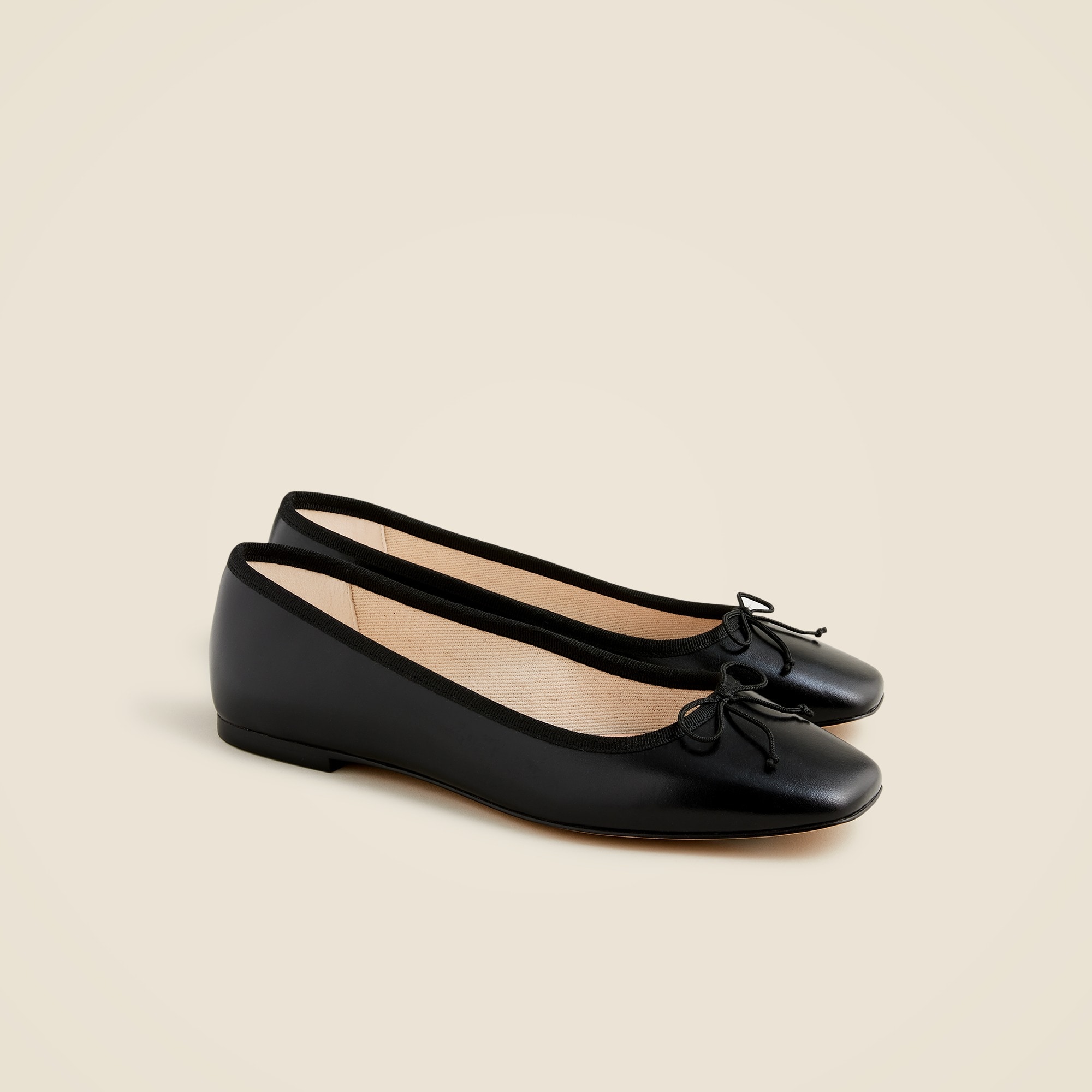 Quinn Square-Toe Ballet Flats in Leather