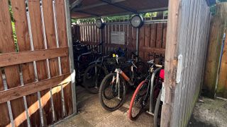 Bikes in storage shed