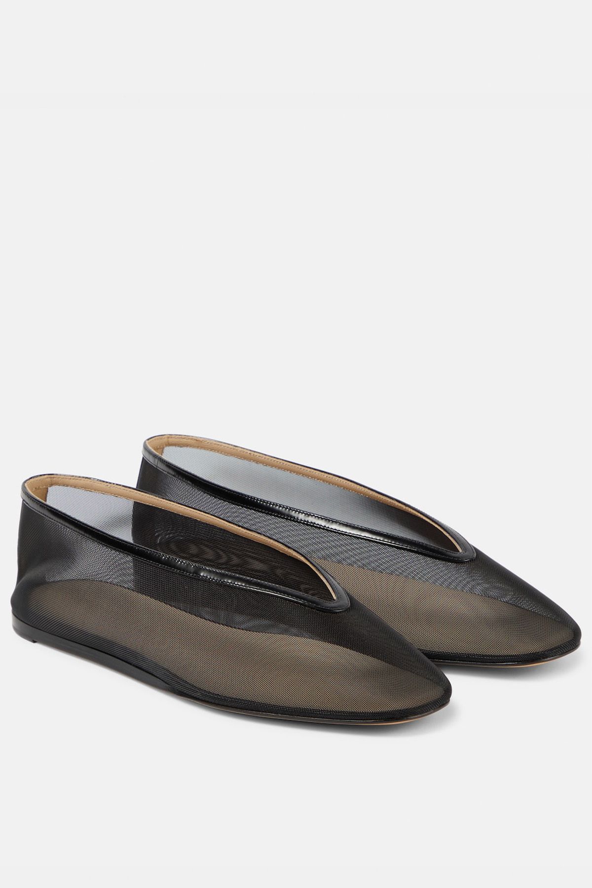 Le Monde Béryl, Luna Leather-Trimmed Mesh Ballet Flats
