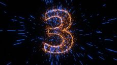 The number three looks like it's bursting against a black background.