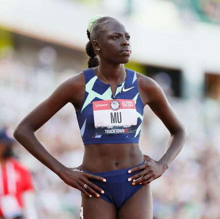 eugene, oregon june 24 athing mu reacts after competing in the first round of the womens 800 meter run on day seven of the 2020 us olympic track field team trials at hayward field on june 24, 2021 in eugene, oregon photo by steph chambersgetty images