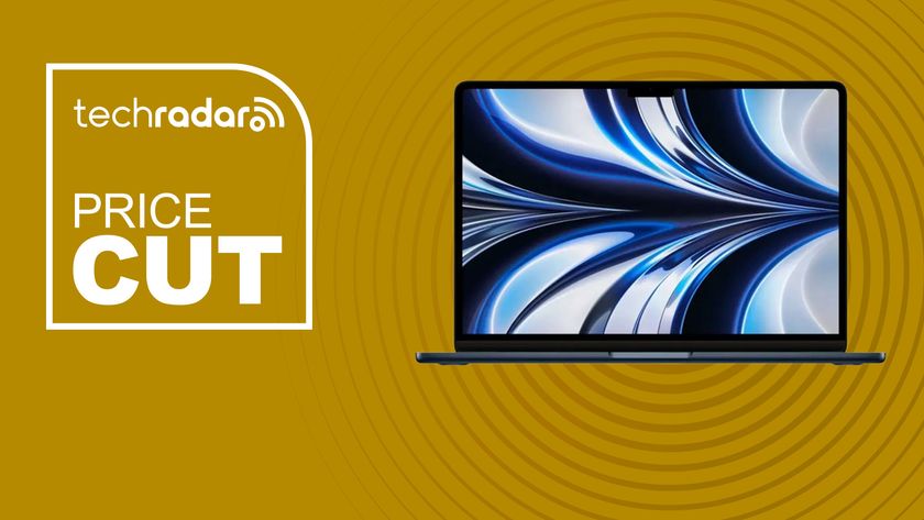 The Apple MacBook Air M2 on a yellow background with text saying Price Cut.