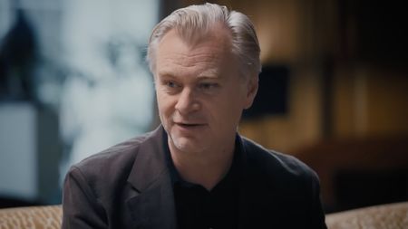 Christopher Nolan being interviewed on HugoD&eacute;crypte.