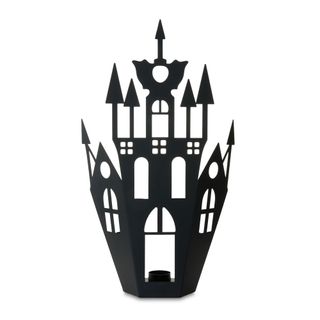 Black Metal Haunted House Tealight Candle Holder