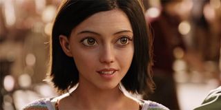 Alita smiling in Alita: Battle Angel