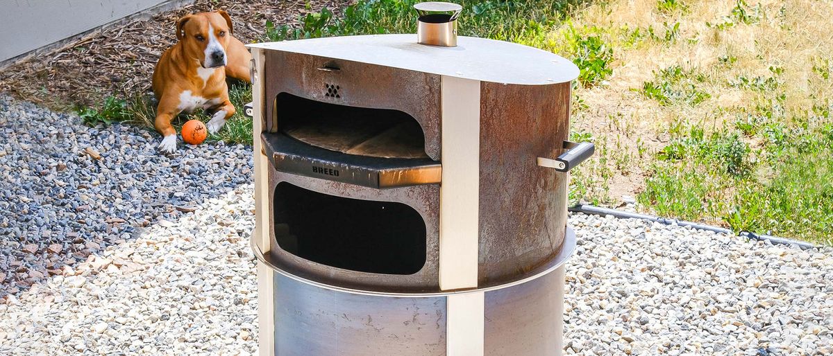 Breeo Live-fire pizza oven bundle in back yard