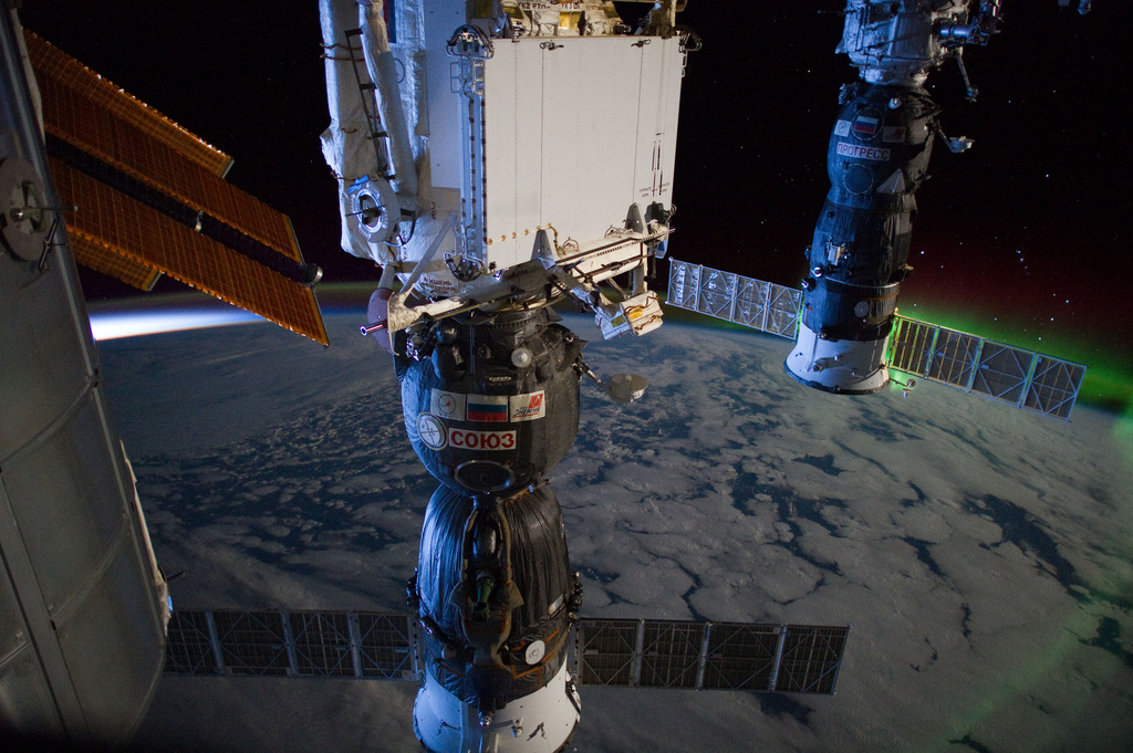 An astronaut aboard the International Space Station captured this incredible view of Earth&#039;s horizon on March 6, 2012. The image shows the southern lights, or aurora australis, on the right, and daybreak on the left.