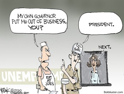 Political Cartoon U.S. biden xl pipeline jobs
