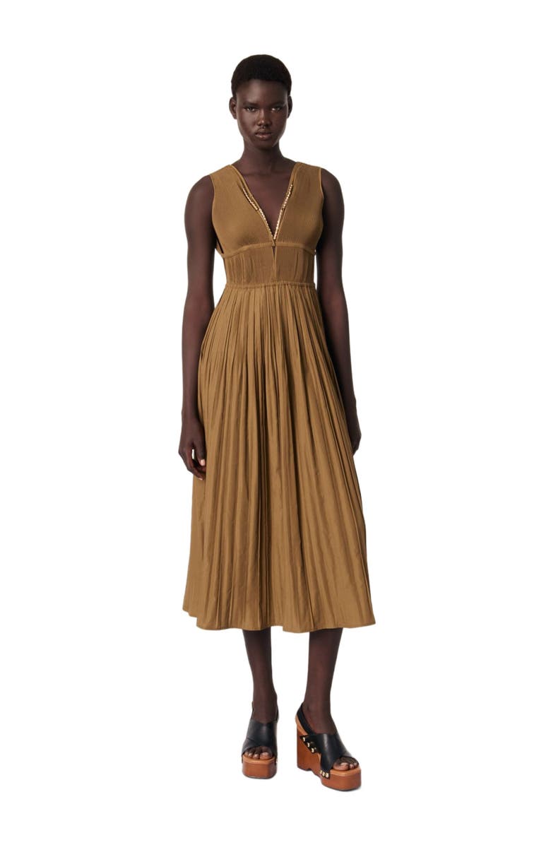 Jewellery Neckline Pleated Dress