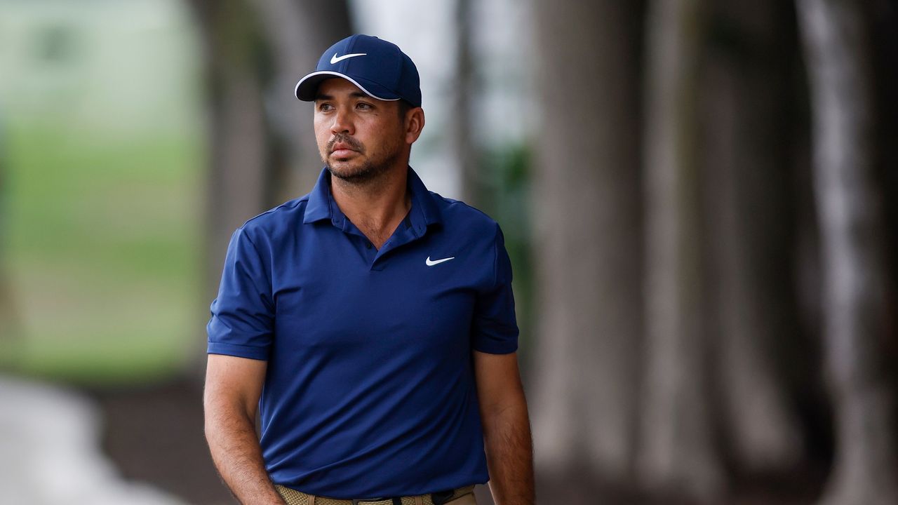 Jason Day walking during the first round of the 2023 AT&amp;T Byron Nelson tournament on the PGA Tour