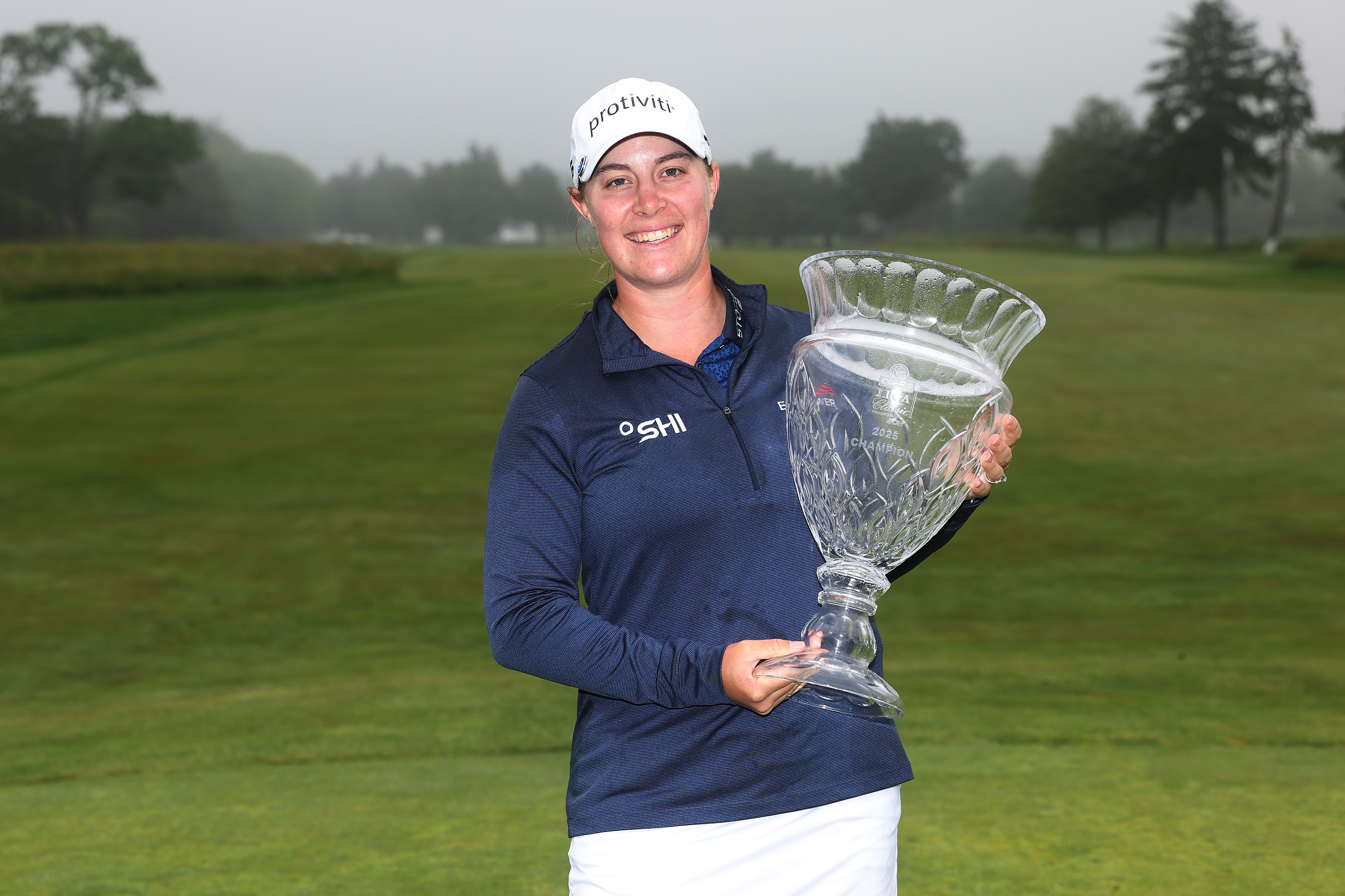 Jennifer Kupcho holds the LPGA ShopRite Classic trophy
