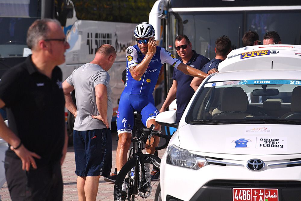 Tom Boonen (Quick-Step Floors) crashed in the final kilometre