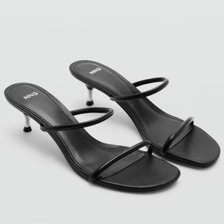 Strappy black heeled sandals from Mango