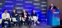 Caption: From left, Jason Yim of Trigger XR, Tim Stevens of Verizon, Grant Nodine of the NHL, Ally Coulson of Disguise and Matt Coleman of FansXR at the Creative Lens on Live Sports session at the recent NAB convention in Las Vegas.