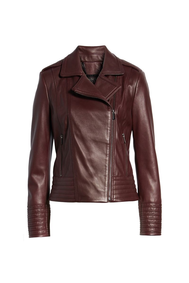 Clothing, Jacket, Leather, Leather jacket, Outerwear, Brown, Sleeve, Maroon, Textile, Top,