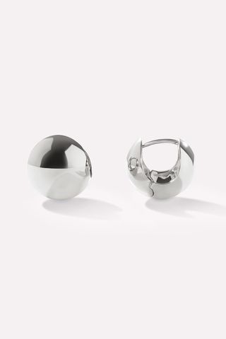 Ana Luisa Mini Abby Silver Sphere Hoop Earrings