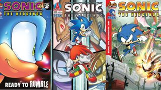 A selection of Sonic The Hedgehog comic covers