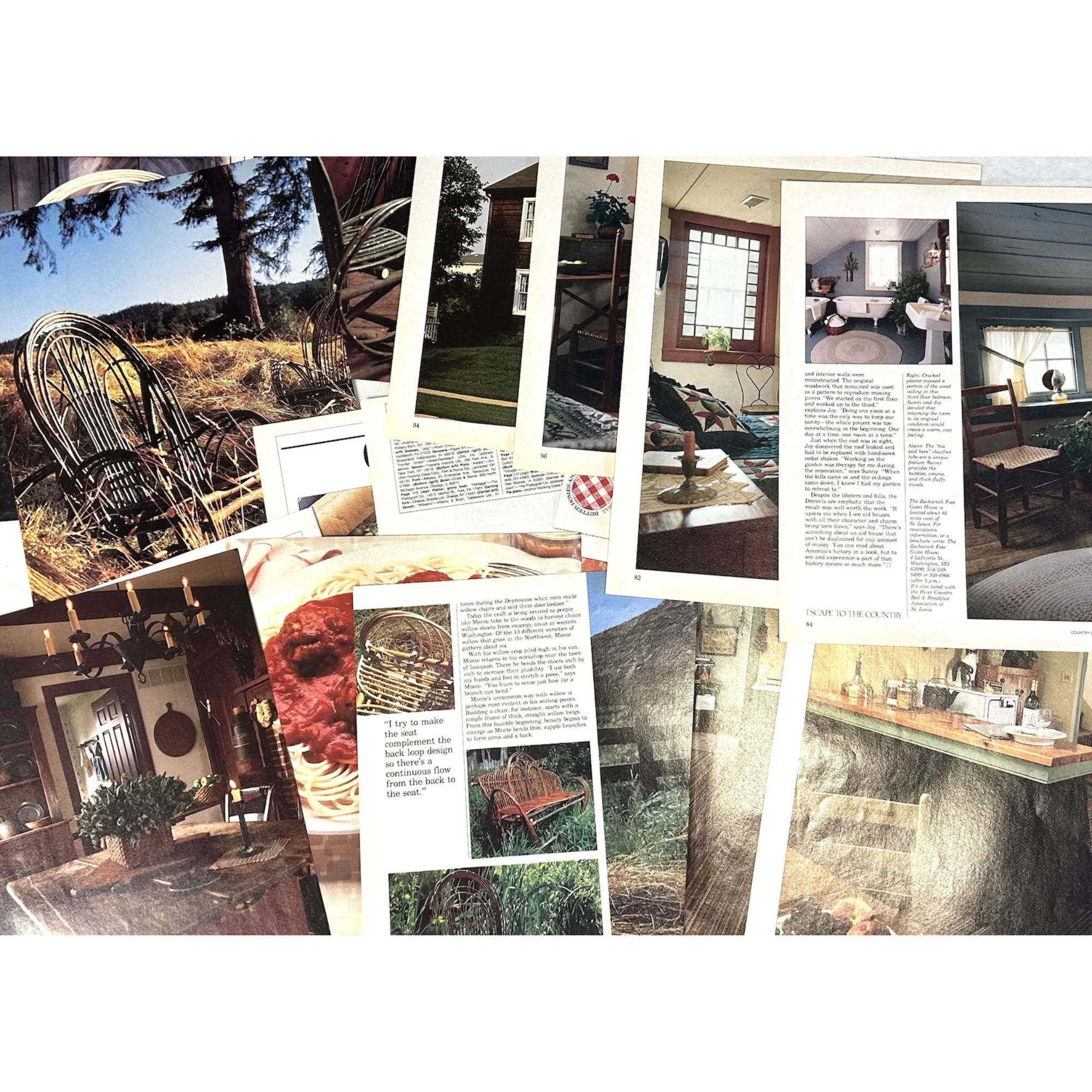 Stacks of old home magazine pages