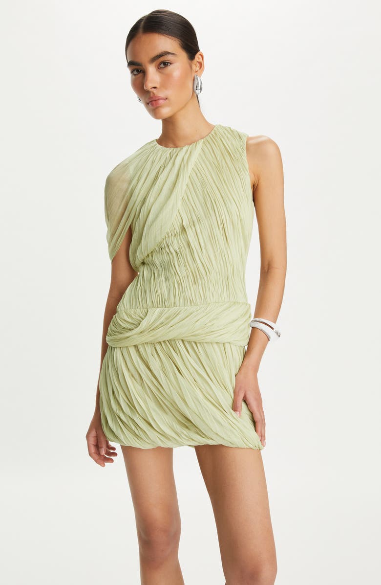 Asymmetric Draped Silk Minidress