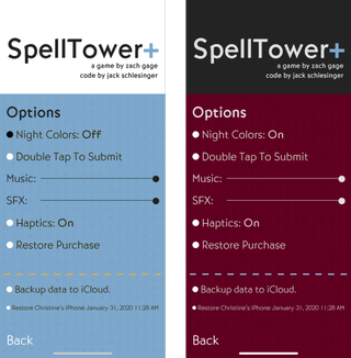 SpellTower+ options