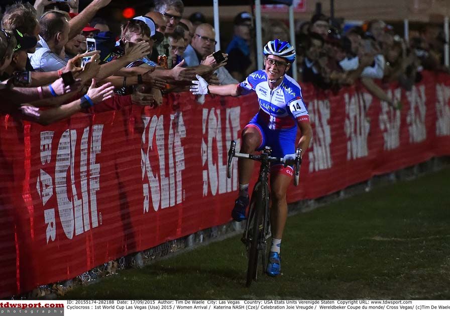 Katerina Nash celebrates with the fans