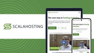 Scalahosting on a TechRadar background