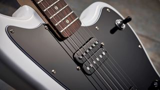 Closeup of the neck pickup of the Squier Affinity Jazzmaster HH