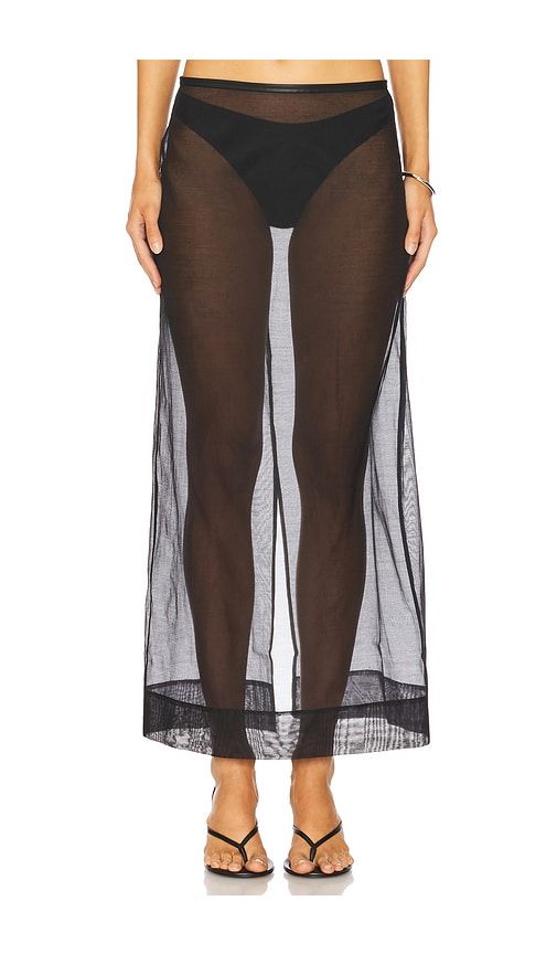 Sheer Leather Trim Skirt