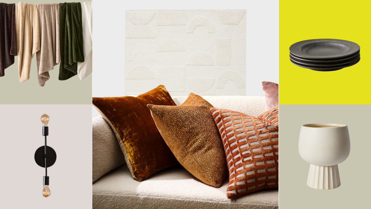 various on sale west elm products on a multi-product background