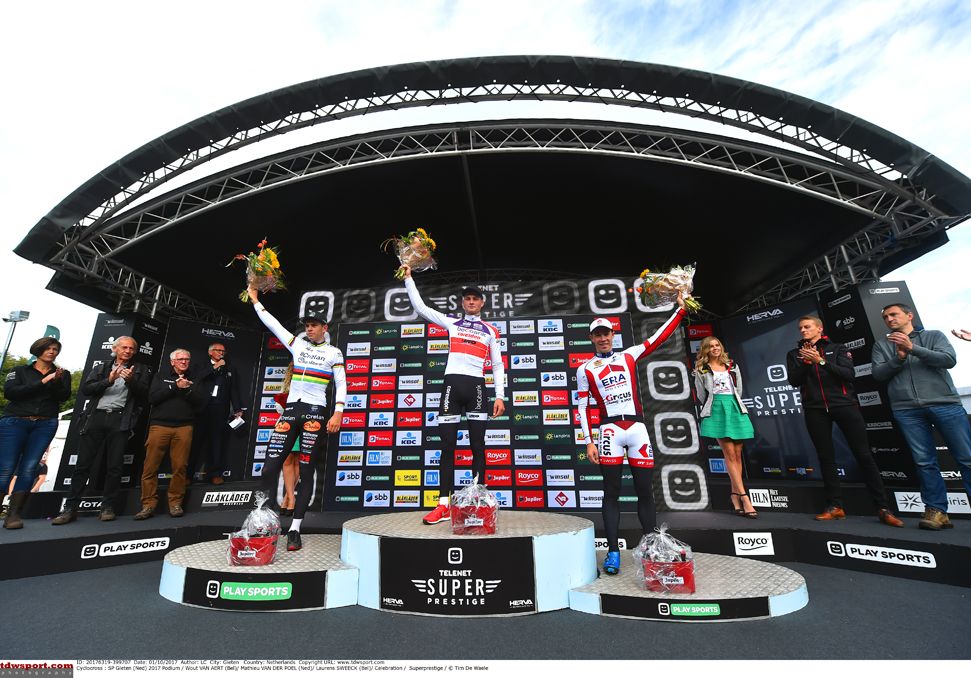 The podium at the Superprestige in Gieten