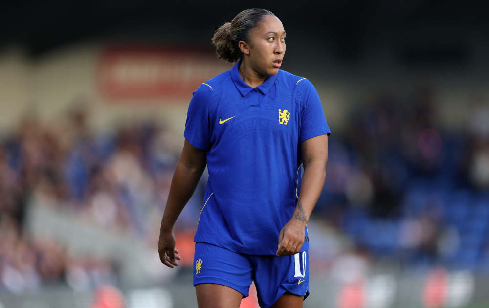 Lauren James of Chelsea during the UEFA Women's Champions League Third Qualifying Round First Leg match between Chelsea and Real Sociedad on August 26, 2026 in Wimbledon, England.