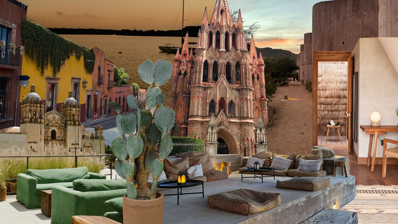 A collage of images featuring travel destinations in Mexico.